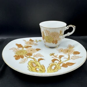 Jonas Roberts Japan Snack Teller Tasse Set Chrysantheme Floral Goldrand Vintage - Bild 1 von 20