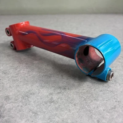 Handmade Steel Road Stem 1” Threadless 26.0 Flames! Blue & Orange 120mm -16° - Image 1 of 4