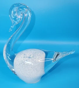 8" Ronneby Sweden Konstglas FM Marcolin White Clear Swan Figurine - Picture 1 of 11