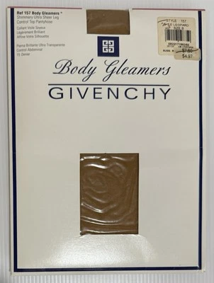 复古 Givenchy Body Gleamers 连裤袜 闪亮 Ultra Sheer Le Le Leopard Control B — 第 1/4 张图片