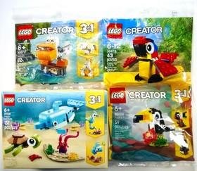 LEGO Creator: (31128) Dolphin Turtle, (30472) Parrot, (30571) Pelican, (30688)