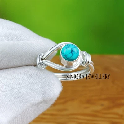Turquoise Gemstone 925 sterling silver handmade Gift Ring US size 5 to 13 - Image 1 of 4