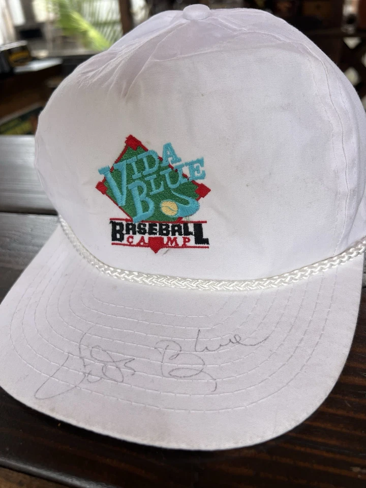 Gorra de campamento de béisbol Vida azul autografiada oficial Vida azul Foto 1 de 4