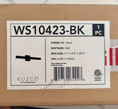 Kuzco Lighting WS10423-BK Galleria 23" Wall Sconce - New, Factory Sealed Box - Image 1 of 4
