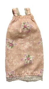 Vintage Barbie Handmade Dress Peach Floral With Lace - Picture 1 of 2