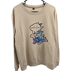 Dinosaurio Shein Manfinity Hypermode Graffiti Para Mujer Talla XL Manga Larga Beige - Imagen 1 de 11