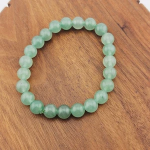 Bracciale elastico perle pietre rotonde vetro salvia semplice impilabile hippie boho - Foto 1 di 4