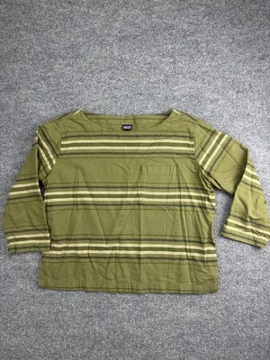 Camisa Patagonia Feminina L Verde L Listrada Algodão Orgânico Bolso Casual Ao Ar Livre - Imagem 1 de 4