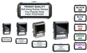Trodat Rubber Stamp Personalised Custom Name Address Garage Mechanic Self-inking - Picture 1 of 13