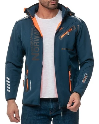 Geographical Norway Mens Softshell Jacket Heat Insulating Quick Dry Sport Hooded - Image 1 of 4