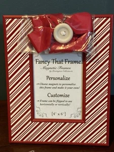 New In Box BEARINGTON COLLECTION “Fancy That Frame” 4x6 Photo Frame Red Stripes - Picture 1 of 10