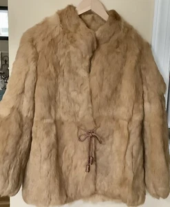 Vintage 1960’s Women’s 100% Caramel-Brown Rabbit Fur-Lined Coat (Size M) - Picture 1 of 11