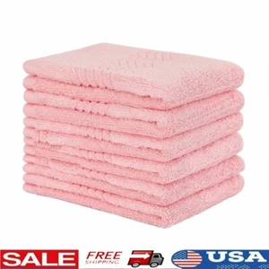 100 Cotton 6 Pack Face Washcloths Soft Absorbent Hand Towels Spa Bathroom Gym US - Picture 1 of 9