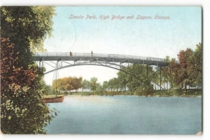 Lincoln Park, High Bridge und Lagune, Chicago Vintage Postkarte CG3. - Bild 1 von 2