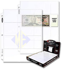 5 Sheets BCW 4 Pocket Currency Bills Coupons Pages for Binder Albums US $ Bills
