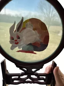 Vintage chinesischer Seidenkunst Hase mit Ständer & handgefertigter Stoffbox, Ostern - Bild 1 von 16