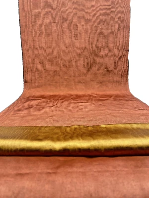 Copper Colour Silk Moire Fabric By 2 Meters,  Watermark Patterned. - Image 1 of 4