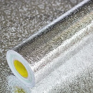 Oil-Proof Kitchen Wallpaper – Silver Foil Self-Adhesive Backsplash - Picture 1 of 5