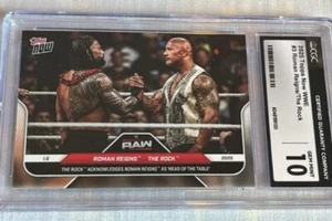 CGC 10 - 2025 Topps Now WWE #3 Roman Reigns The Rock RAW Netflix Debut - Picture 1 of 8