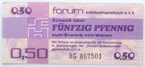 BANKNOTE - 50 Pfennig 1979 Forum Außenhandels gesellschaft Forumscheck BG 867501 - Bild 1 von 3