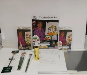 PLAID Donna Dewberry One Stroke Painting LOT -VHS tapes/book/patterns/brushes - Picture 1 of 5