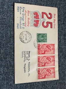 ST LUCIA FIRST DAY COVER 1948 25th WEDDING ANNIV. KING GEORGE VI & QE - Picture 1 of 2