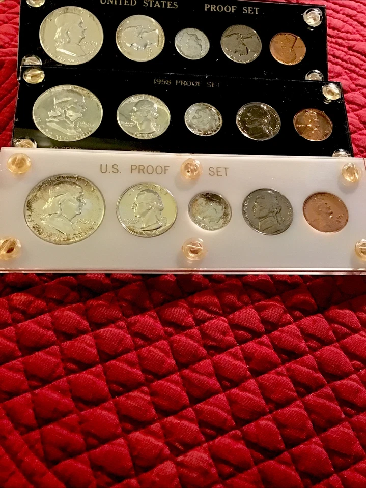 1957, 58, 59.  GEM Silver Proof Sets In Capital Holder. Blazing Luster & Toning! - Image 1 of 2