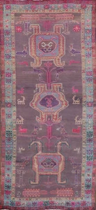Purple Tribal Geometric Runner Rug 4x10 Handmade Wool for Hallway - Picture 1 of 24