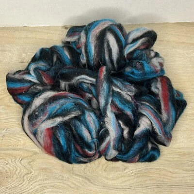 Soft Wool Roving Spinning Felting 2.4oz Dyed Black White Red Blue Yarn - Image 1 of 4