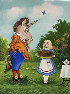 4X6 POSTCARD RYTA ALICE IN Wonderland art print of painting LE 2/888 unicorn tea - Picture 1 of 1