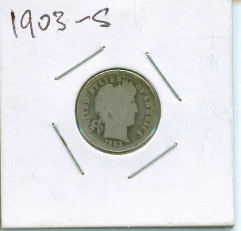 Quite RARE issue Barber dime - 1903-S, well circulated - READ DESCRIPTION Cover