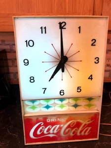 Vintage Original Electric 1960s Coca Cola Advertising Clock Light Up Sign - Picture 1 of 8