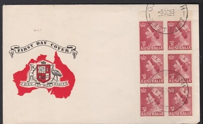 Australia 1953 QEII 3 1/2d Red Booklet Pane Guthrie FDC Unaddressed Uncommon - Image 1 of 3