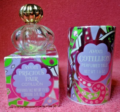 Avon Precious Pair Perfumed Talc Powder 1.5 oz & Cologne Bottle - Image 1 of 4