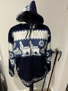 Artesania Tuntaquimba Cremallera Sudadera con Capucha Chaqueta Suéter Jersey Alpaca Talla M - Imagen 1 de 4