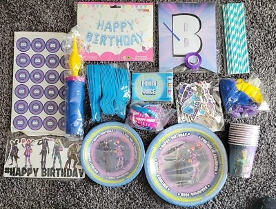  birthday party decor  new All In One Box Plates Topper Banner Balloons - Image 1 of 4