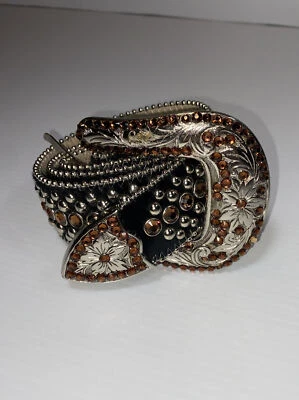 "Cinturón de cuero occidental con tachuelas BB Simon Swarovski cristal brillante L 31-36""" Foto 1 de 4