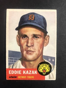 1953 Topps - #194 Eddie Kazak Detroit Tigers Paper Loss on back - Picture 1 of 2