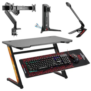 Computer Gaming Schreibtisch Dual Halterung Tastatur Maus u. Mikrofon Set NanoRS - Bild 1 von 48