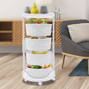 Cesto Frutta per Cucina con 5 Ruote Bloccabili 4 Livelli Porta Frutta e Verdura - Foto 1 di 19