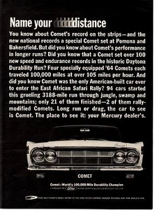1964 MERCURY COMET / 100,000 MILE DURABILITY CHAMPION ~ NICE ORIGINAL PRINT AD - Picture 1 of 1