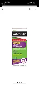 2 Robitussin Adult Max Strength Severe Cough/Sore Throat Relief Syrup 4oz 4/26 - Picture 1 of 3