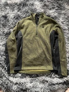 Spyder Jacket Mens Medium Green Black Quarter Zip Heavy Knit - Picture 1 of 6
