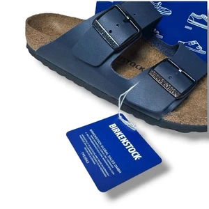BIRKENSTOCK Arizona Navy EU 37 Narrow Two-Strap Cork Sandal NEW in Box - Picture 1 of 7