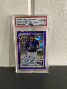 2020 Bowman Chrome Ruben Cardenas Purple Sapphire Auto PSA 10 #7/10 - Picture 1 of 6