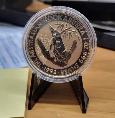 1992 AUSTRALIA KOOKABURRA argento silver 1 oz oncia 999 - Immagine 1 di 2