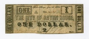 1862 $1 The City of Baton Rouge, LOUISIANA Note - CIVIL WAR Era - Picture 1 of 2