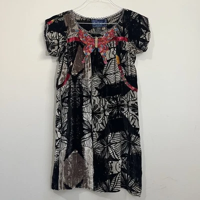 Vestido túnica boho aterciopelado 100 % seda Custo Barcelona negro gótico caprichoso talla S Foto 1 de 4