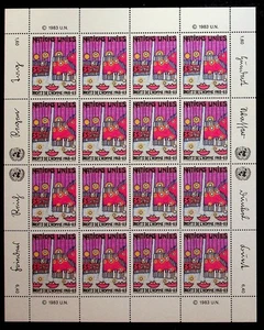 UN-NY Sc 415-6 / Genf Sc 119-20 / WIEN Sc 37-8 NH BLÄTTER VON 1983 - Sc$56 - (WS25) - Bild 1 von 6