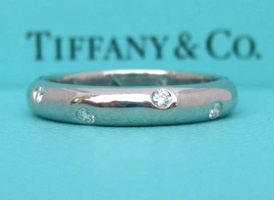 TIFFANY & CO. ETOILE .22 DIAMOND 4MM PLATINUM ETERNITY WEDDING BAND RING SIZE 11 - Image 1 of 4